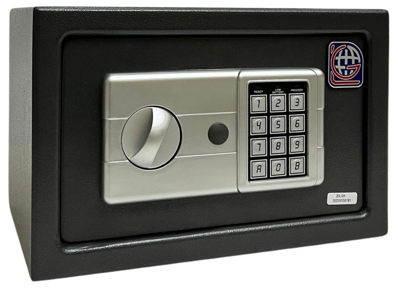 LOTFY GROUP LG Safebox Code- 20LGK- 20*31*20CM- Black Gray Colour- Home Office Safe Box- Electronic Lock- Key Lock - Image 1