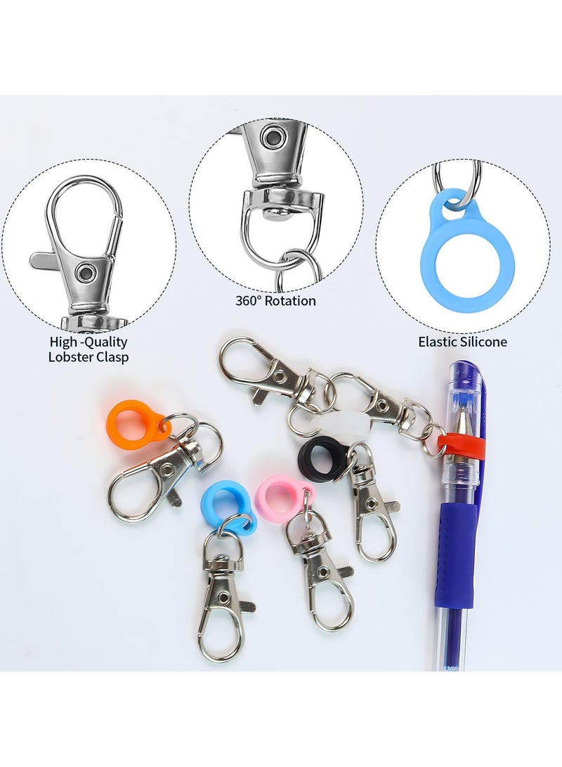 CMGTYYD 6Pcs Retractable Pen Holder,Silicone Pen Lanyard Clip,Adjustable Badge Reel Accessories Pen Holder for Lanyard,Pen Lanyard Lanyard with Clip Lanyard Pen Holder Hang on Backpack,Wallet(Random color) - Image 2