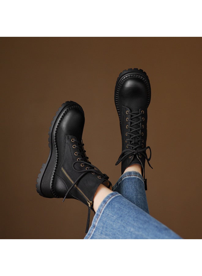 AME Cool Stylish Wedge Heel Martin Boots 2025 New Fashion Versatile Slimming Ankle Boots British Style Western Boots Women - Image 5