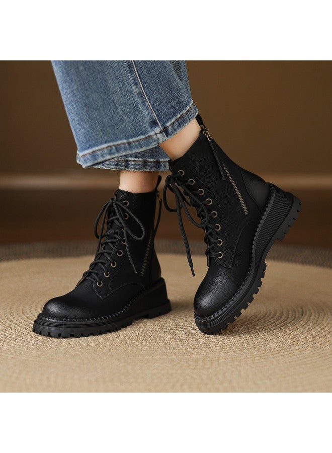 AME Cool Stylish Wedge Heel Martin Boots 2025 New Fashion Versatile Slimming Ankle Boots British Style Western Boots Women - Image 2