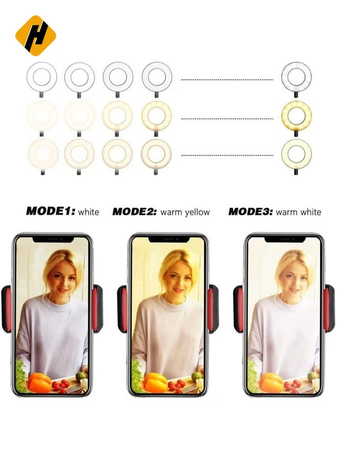 HuHa Shopping Selfie Ring Light with Stand & Cell Phone Holder, 3 Light Modes & 10 Level Brightness for Live Stream/Makeup, Flexible Arm Compatible with iPhone&Android Phones  - Image 2