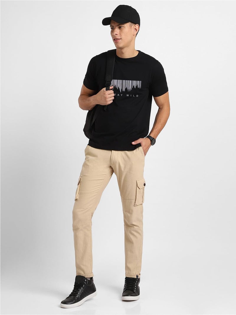 NOBERO Men Cotton Graphic Printed Regular Fit T-Shirt (1M-Twts-C0818-Sa_Black-Stay Wild,2XL) - Image 2