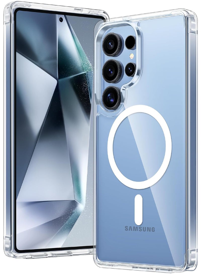 Rock Pow For Samsung Galaxy S25-Ultra Case: Magnetic Military Grade Drop Protection Anti Yellowing Cell Phone Cover - Rugged Shockproof Protective Bumper Transparent Cases - Image 1