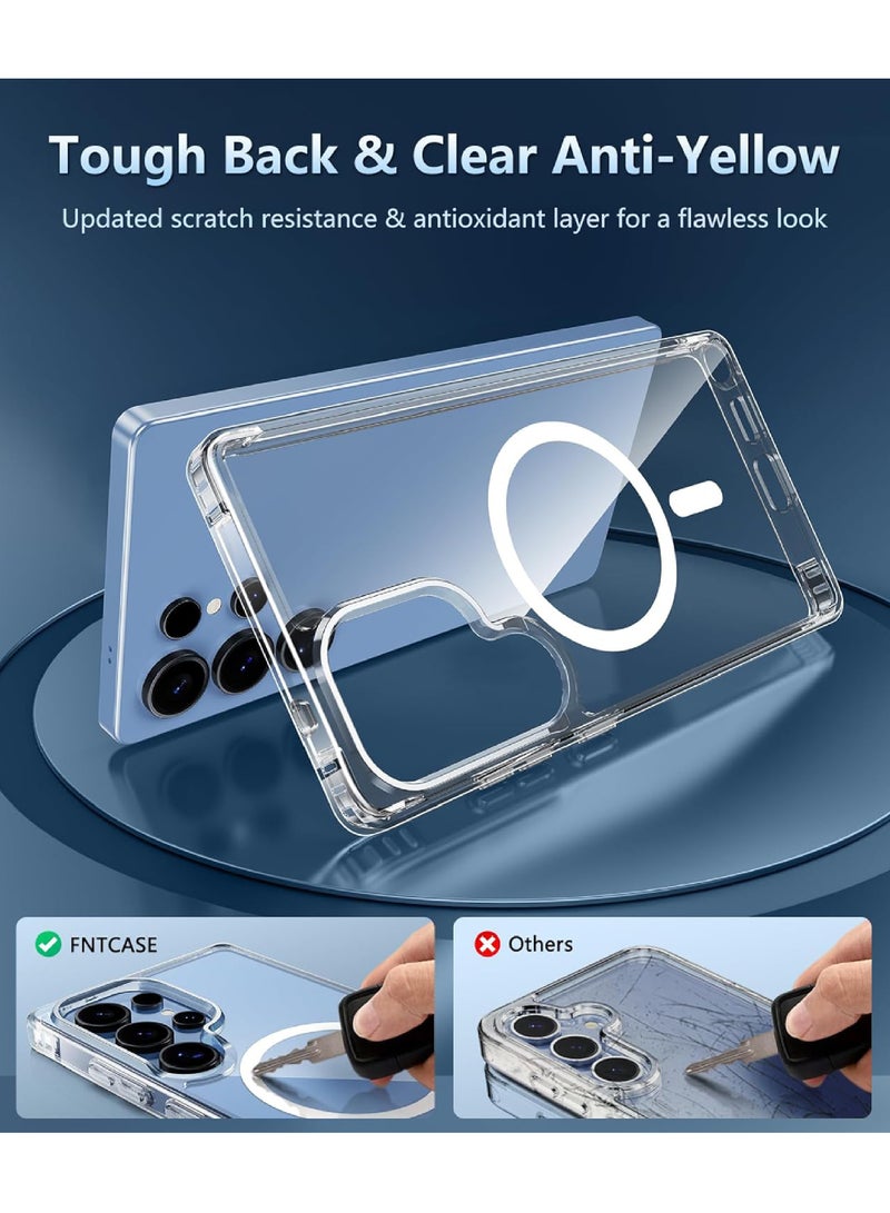 Rock Pow For Samsung Galaxy S25-Ultra Case: Magnetic Military Grade Drop Protection Anti Yellowing Cell Phone Cover - Rugged Shockproof Protective Bumper Transparent Cases - Image 3