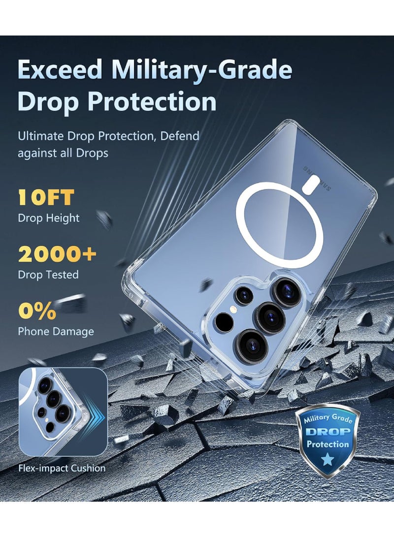 Rock Pow For Samsung Galaxy S25-Ultra Case: Magnetic Military Grade Drop Protection Anti Yellowing Cell Phone Cover - Rugged Shockproof Protective Bumper Transparent Cases - Image 5