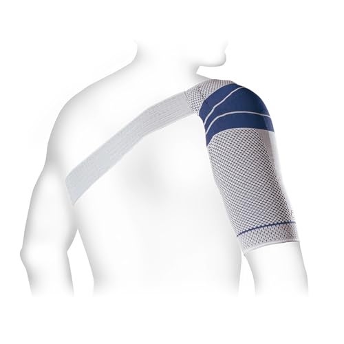 Bauerfeind - OmoTrain S - Shoulder Support - Helps Provide Support for Shoulder Joint & Mobility to Restore Function, Helps Relieve Pain - Right Shoulder - Size 5 - Color Titanium - Image 1