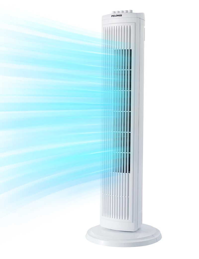 PELONIS 30 Inch Oscillating Tower Fan with 3 Speed Settings and Auto-off Timer, Standing Fan PFT28A2BWW, White - Image 1