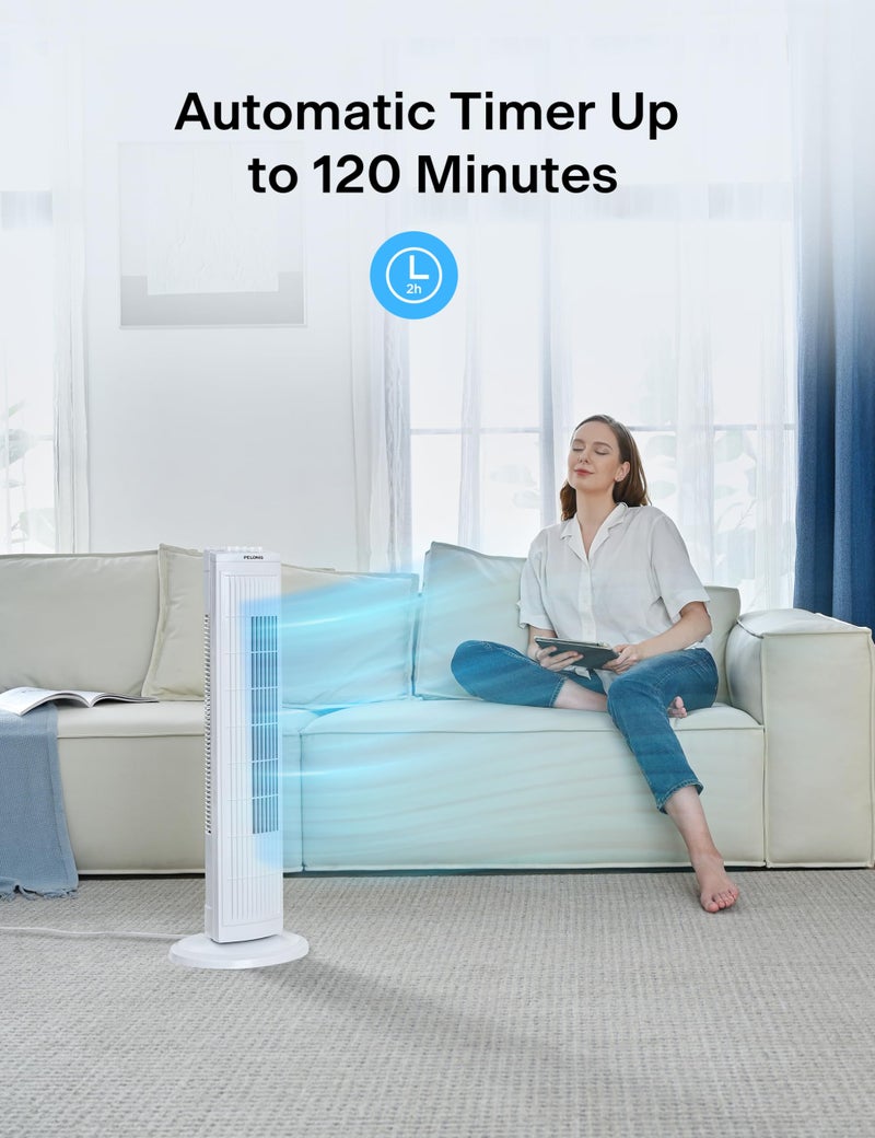 PELONIS 30 Inch Oscillating Tower Fan with 3 Speed Settings and Auto-off Timer, Standing Fan PFT28A2BWW, White - Image 5