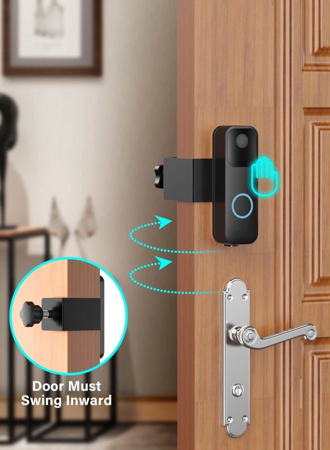 KTCEFE Anti-Theft Blink Video Doorbell Door Mount, No Drilling High Quality Stainless & Aluminum Video Camera Doorbell Mount for Apartment Renters Home Office Room (Black) - Image 5