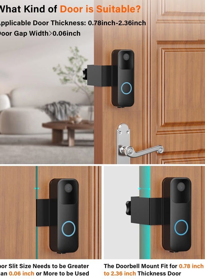 KTCEFE Anti-Theft Blink Video Doorbell Door Mount, No Drilling High Quality Stainless & Aluminum Video Camera Doorbell Mount for Apartment Renters Home Office Room (Black) - Image 2