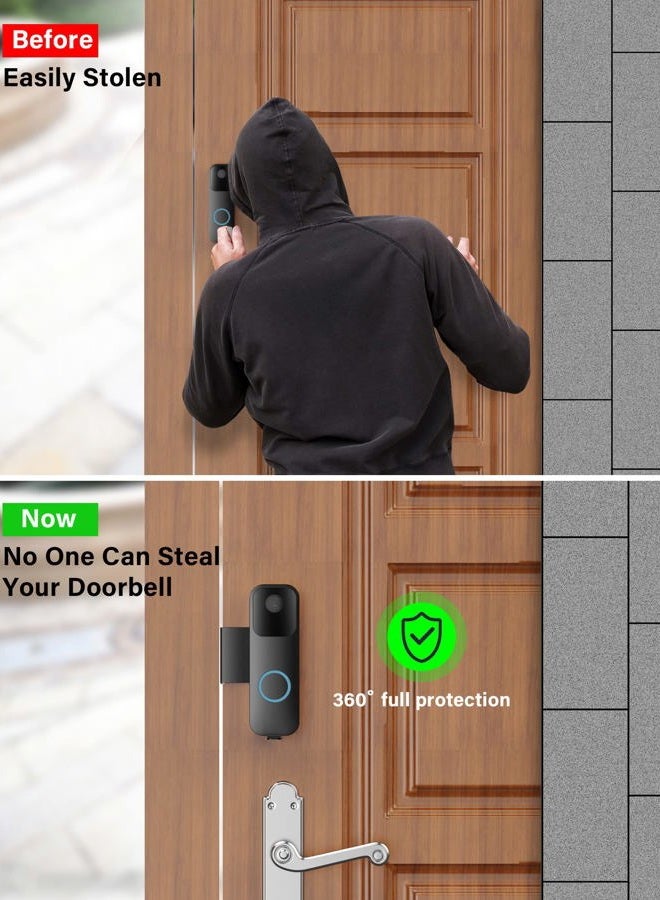 KTCEFE Anti-Theft Blink Video Doorbell Door Mount, No Drilling High Quality Stainless & Aluminum Video Camera Doorbell Mount for Apartment Renters Home Office Room (Black) - Image 3