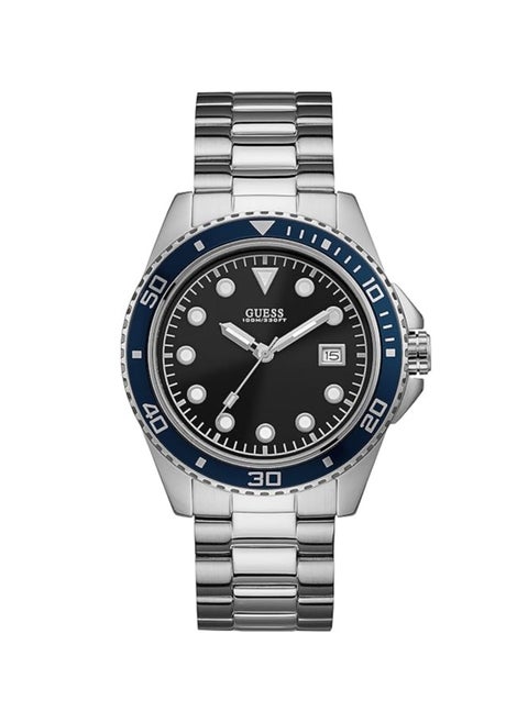 GUESS Watch for Men, Quartz Movement, Analog Display, Silver Stainless Steel Strap-W1002G1