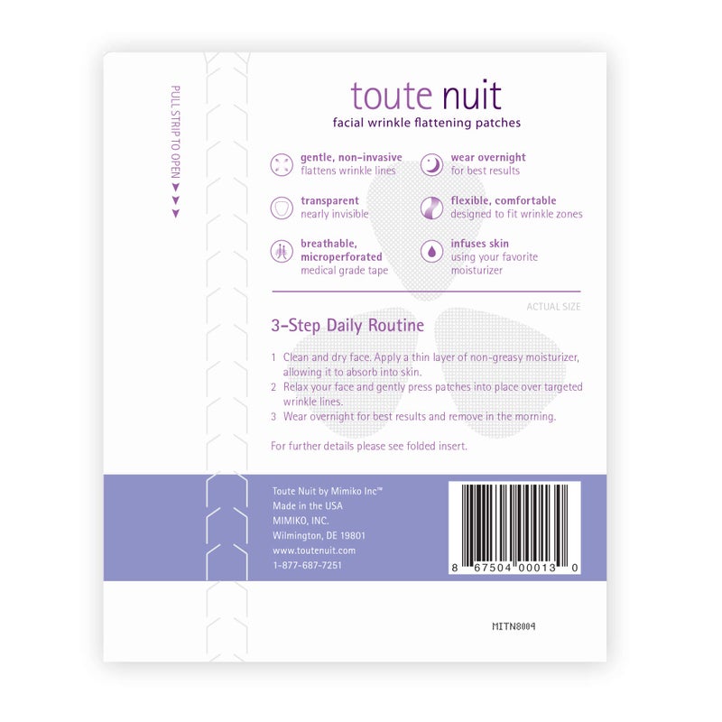 Toute Nuit by Mimiko Inc. Toute Nuit Wrinkle Patches â€“ Triangle â€“ Face Tape for Forehead, Eyes & Lips â€“ Hypoallergenic Anti Wrinkle Patches â€“ 45 Count, Made in USA - Image 3
