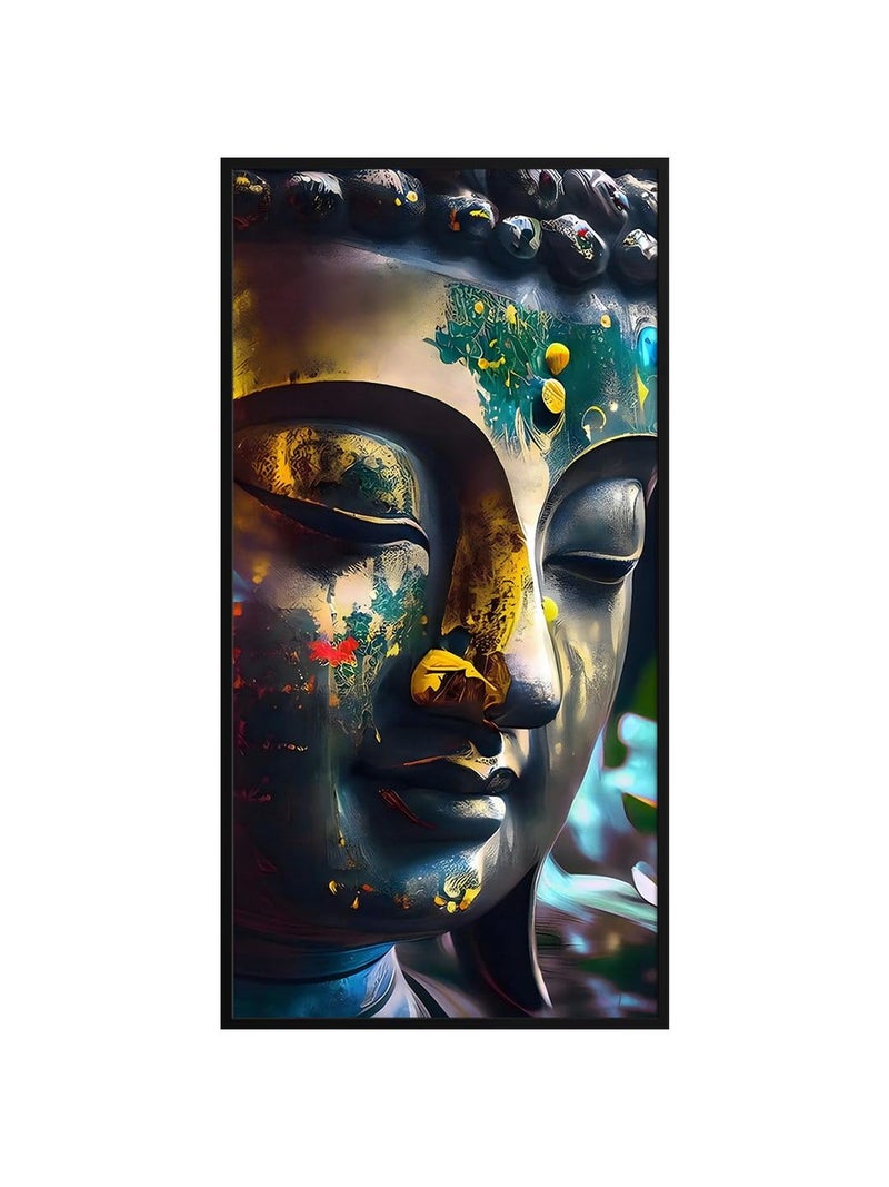 999STORE Buddha Half Face Art Modern Long Big Canvas Wall wall frame for living room buddha wall painting Canvas Framed_24X48 Inches BoxF24X48013