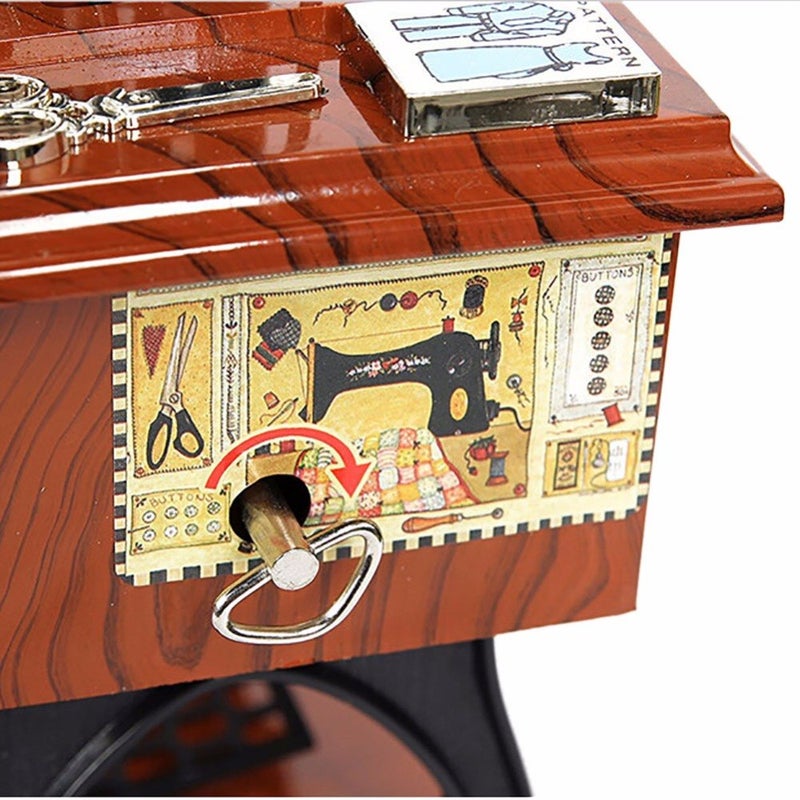 Vintage Mini Sewing Machine Music Box Multicolour 30.0x25.0x5.0cm - Image 3