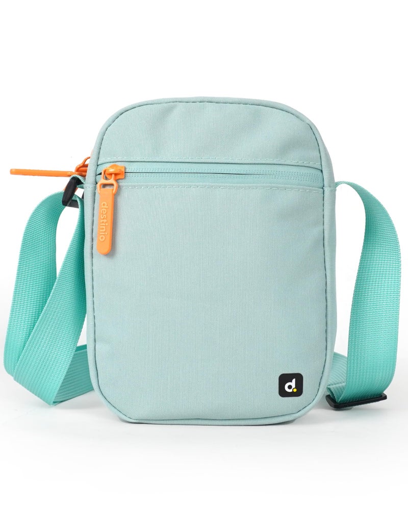 Destinio Small Crossbody Sling Bag for Men and Women - Waterproof Pocket and Zippers, Anti Theft Locking - Stylish Mini Side Bag for Man for Mobile, Passport (Teal Blue, Small) - Image 1