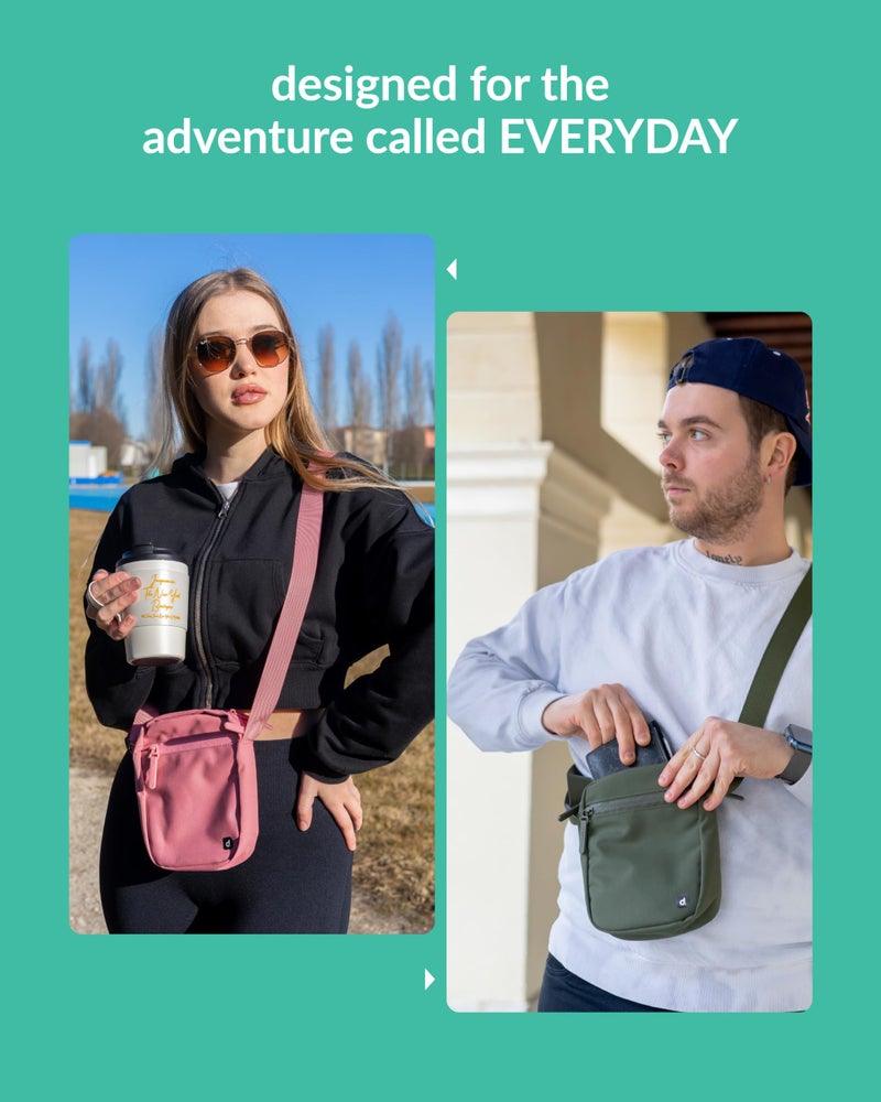 Destinio Small Crossbody Sling Bag for Men and Women - Waterproof Pocket and Zippers, Anti Theft Locking - Stylish Mini Side Bag for Man for Mobile, Passport (Teal Blue, Small) - Image 5