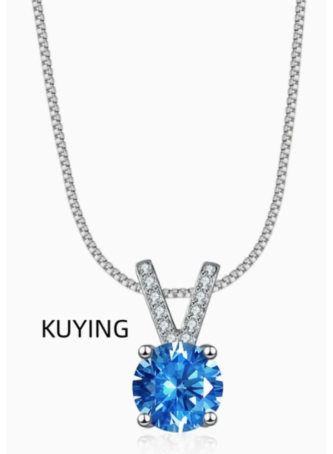 KUYING Korean Version INS Wind Blue Zircon Collarbone Chain