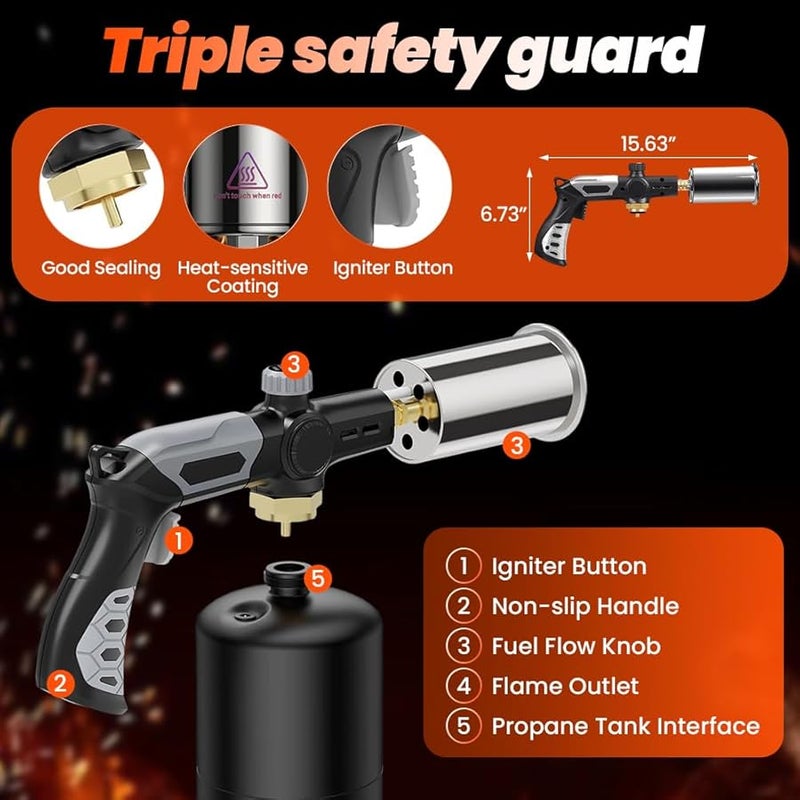 Butane Torch Gun 1 Set Adjustable Flame With Safety Lock For Searing Grilling DIY Outdoor Use - Image 5