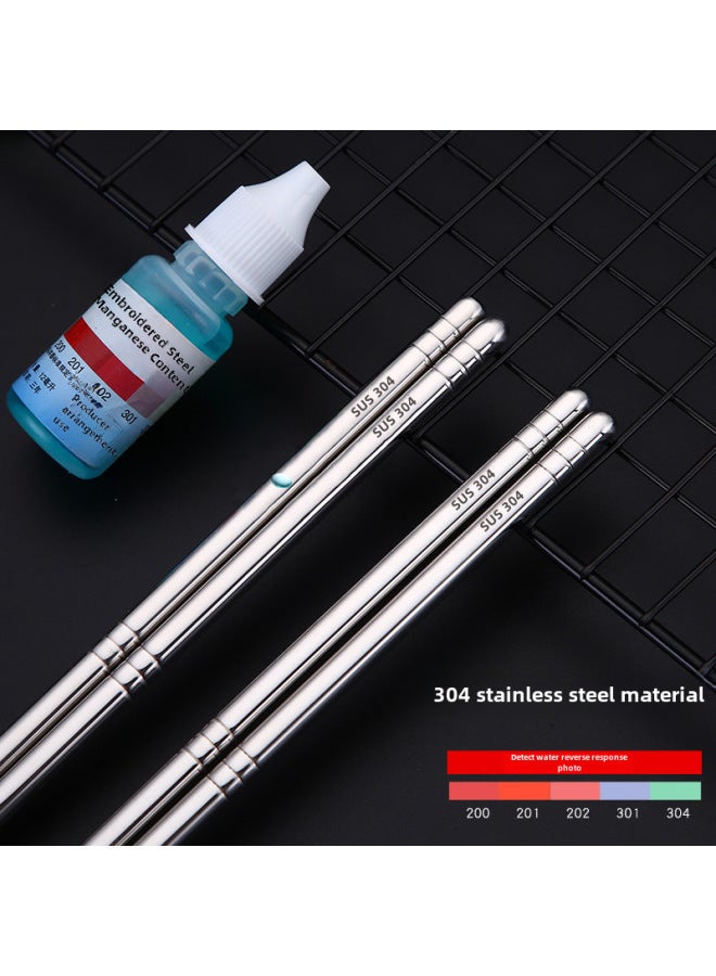 304 Stainless Steel Chopsticks Household Non-slip And Mildew-proof Canteen Hotel Hotel Alloy Iron Fidget Family Suit LOGO-Specifications:304 PVC Card 5 Double (23cm)  - Image 4