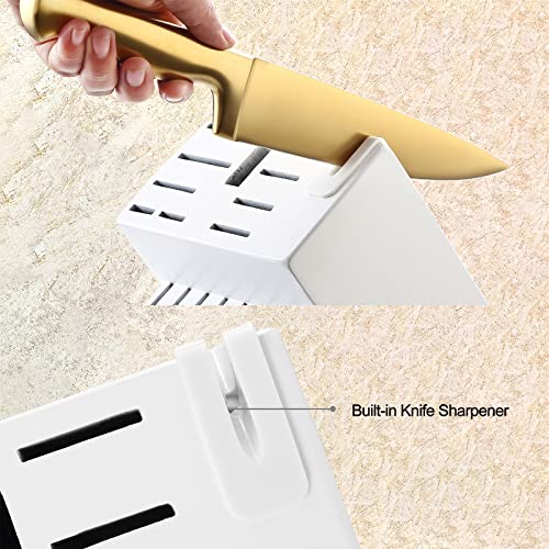McCook® Kitchen Knife Sets, Golden Titanium Stainless Steel Knives Block Set with Built-in Sharpener - Image 3