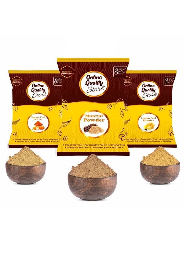 Online Quality Store Lemon Peel Powder Mulethi Powder & Orange Peel Powder600G ;Organic Face Pack ;Natural Face Pack ;Chemical Free Face Powder  - Image 1