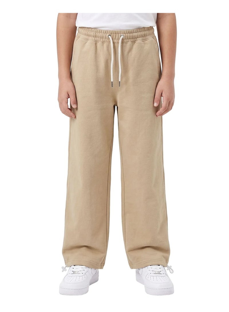 Tree Boys' Beige Wide Leg Sweatpants – Stretch Cotton Blend - Image 1