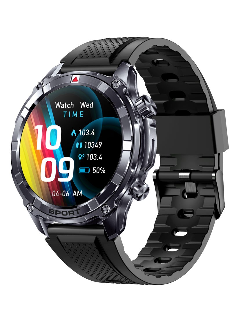رولستيمي ساعة ذكية للرجال ، شاشة كبيرة عالية الدقة مقاس 1.52 بوصة ، مقاومة للماء بعمق آي بي 68 ، تذكير برسائل ذكية ، بطارية طويلة 500 مللي أمبير في الساعة ، مصباح ليد جيب ، مراقبة صحية ، أكثر من 100 وضع رياضي ، ساعة ذكية غير رسمية متقدمة ، شريط آي 116 أسود - Image 1