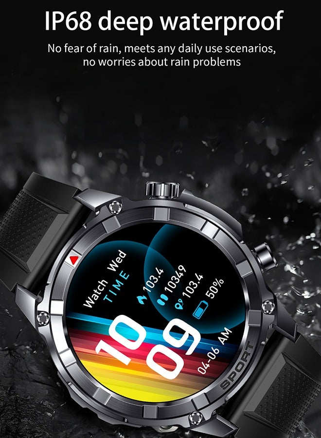 رولستيمي ساعة ذكية للرجال ، شاشة كبيرة عالية الدقة مقاس 1.52 بوصة ، مقاومة للماء بعمق آي بي 68 ، تذكير برسائل ذكية ، بطارية طويلة 500 مللي أمبير في الساعة ، مصباح ليد جيب ، مراقبة صحية ، أكثر من 100 وضع رياضي ، ساعة ذكية غير رسمية متقدمة ، شريط آي 116 أسود - Image 5