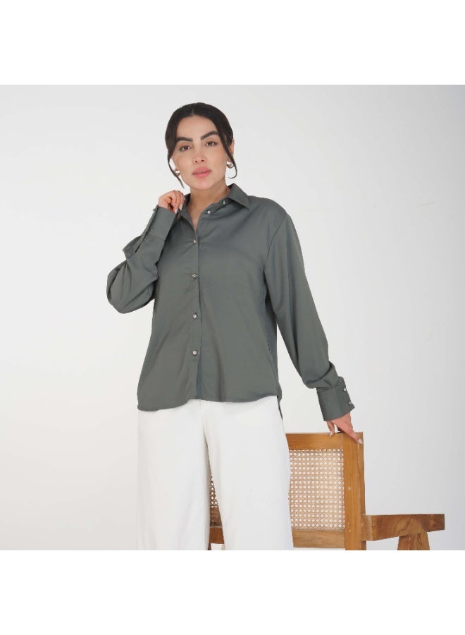 Linelle Soft Crepe Ladies Shirt – Collar Neck and Full Sleeves - Image 1