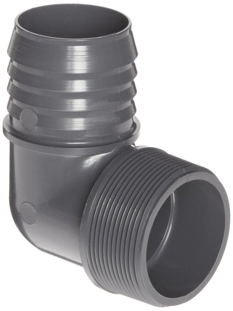 Spears Manufacturing Spears 1413 Series PVC Tube Fitting, 90 Degree Elbow, Schedule 40, Gray, 1" Barbed x NPT Male  - Image 1