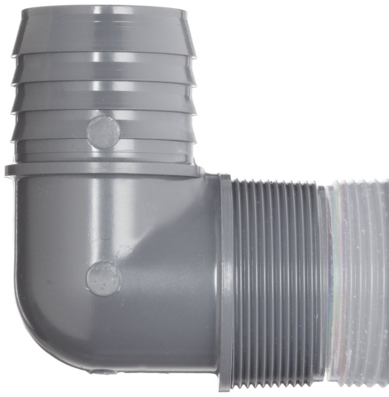 Spears Manufacturing Spears 1413 Series PVC Tube Fitting, 90 Degree Elbow, Schedule 40, Gray, 1" Barbed x NPT Male  - Image 2