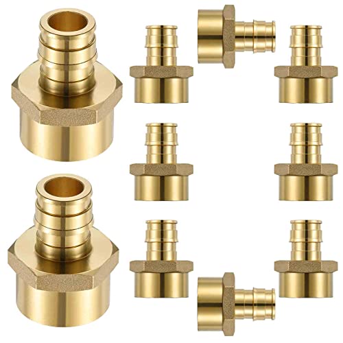 Lidertik 10 Pack Lidertik PEX A Fittings 12 Inch Expansion Female NPT Adapter 12 PEX F1960 to 12 NPT Female Threaded Adapter Brass - Image 1