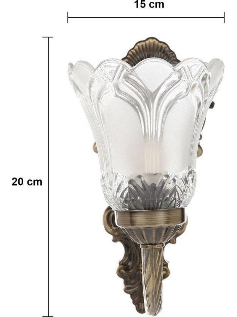 Somil Vintage Wall Lamp with Amazing Antique Finish and Hand Decorated Glass Shade Size 235 X 315 X 39 CM - Image 4