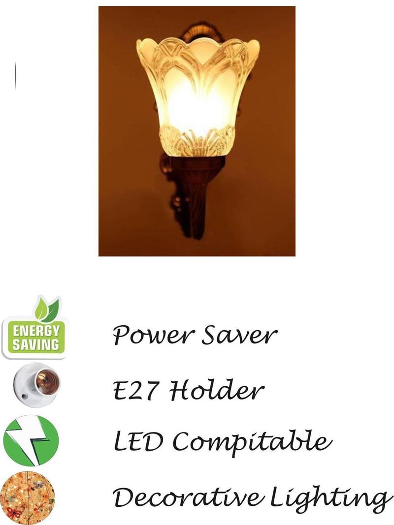 Somil Vintage Wall Lamp with Amazing Antique Finish and Hand Decorated Glass Shade Size 235 X 315 X 39 CM - Image 5