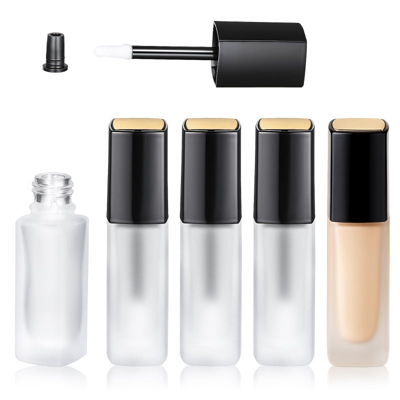 FdcZeyxior 5 PCS Frosted Glass Lip Gloss Tubes 5ml Empty Lip Gloss Tubes Refillable Lips Glosses Containers Mini Lips Balm Bottle Container with Wands and Stoppers for Samples Travel Split DIY Makeup - Image 3