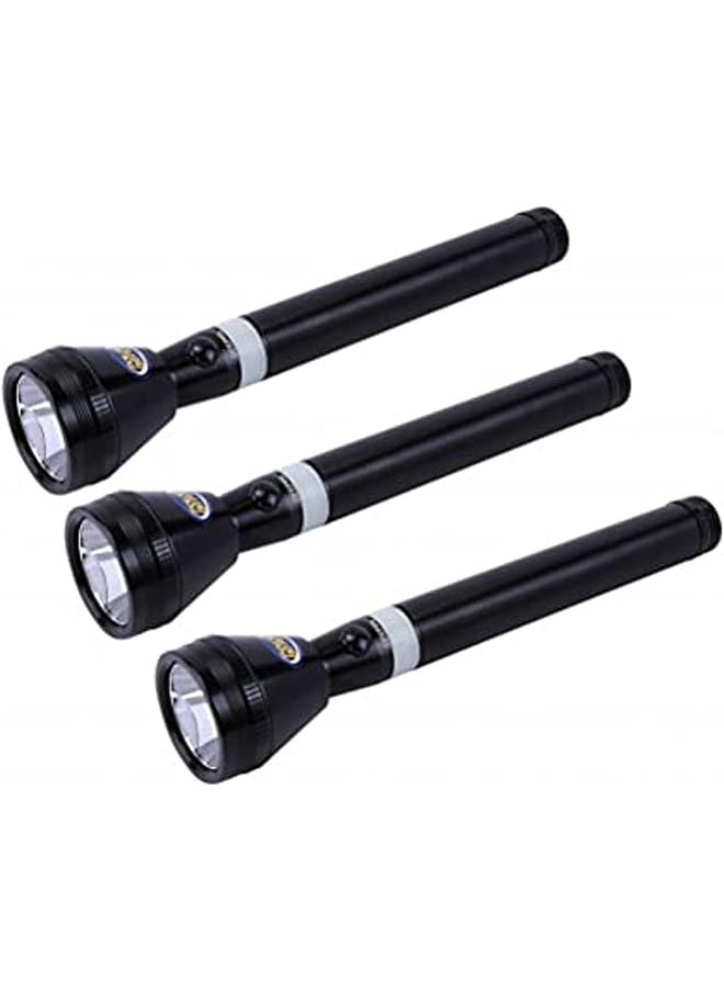 GEEPAS - Geepas GFL51026 3 IN 1 Family Pack Rechargeable Led Flashlight 265MM - Hyper Bright White 2000 Meters Range Portable Torch High Beam LED Flashlight| Water Proof Pocket Flashlight with Charger, battery - Image 1