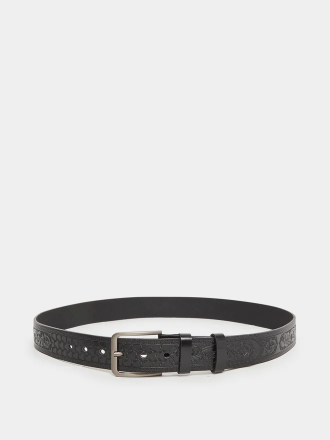 Styli  Styli Textured Belt with Pin Buckle Closure for Men | Best Price UAE