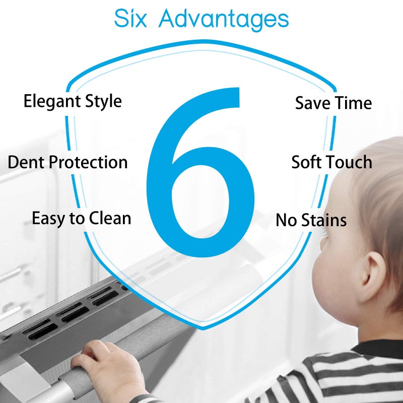 Miss.Silk Refrigerator Door Handle Covers, Set of 5, Keep Your Kitchen Appliance Clean from Smudges, Drips, Food Stains, Oil, Handmade Decor Protector for Fridge, Ovens, Dishwashers (Grey) - Image 2