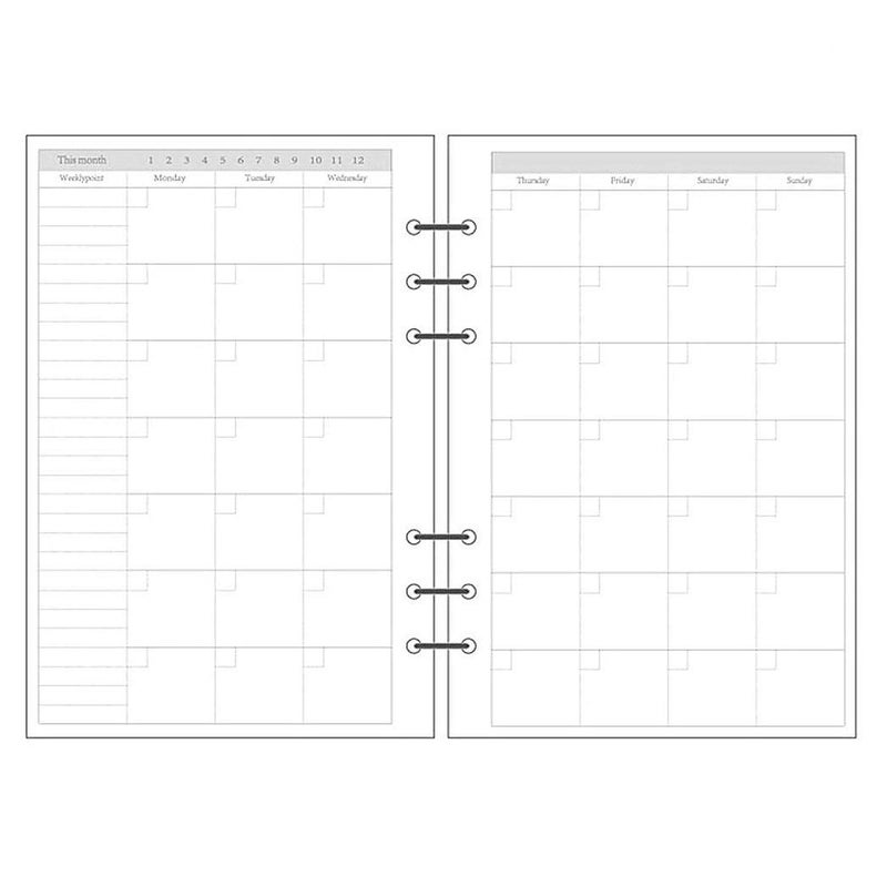 Harphia 6 Ring Binder Refill, Undated A5 Planner Inserts, Monthly Planner Refill for Compatible with Filofax, Tracker Book, 45sheets/90pages, Harphia(A5 5.59 x 8.27'',Monthly) - Image 3