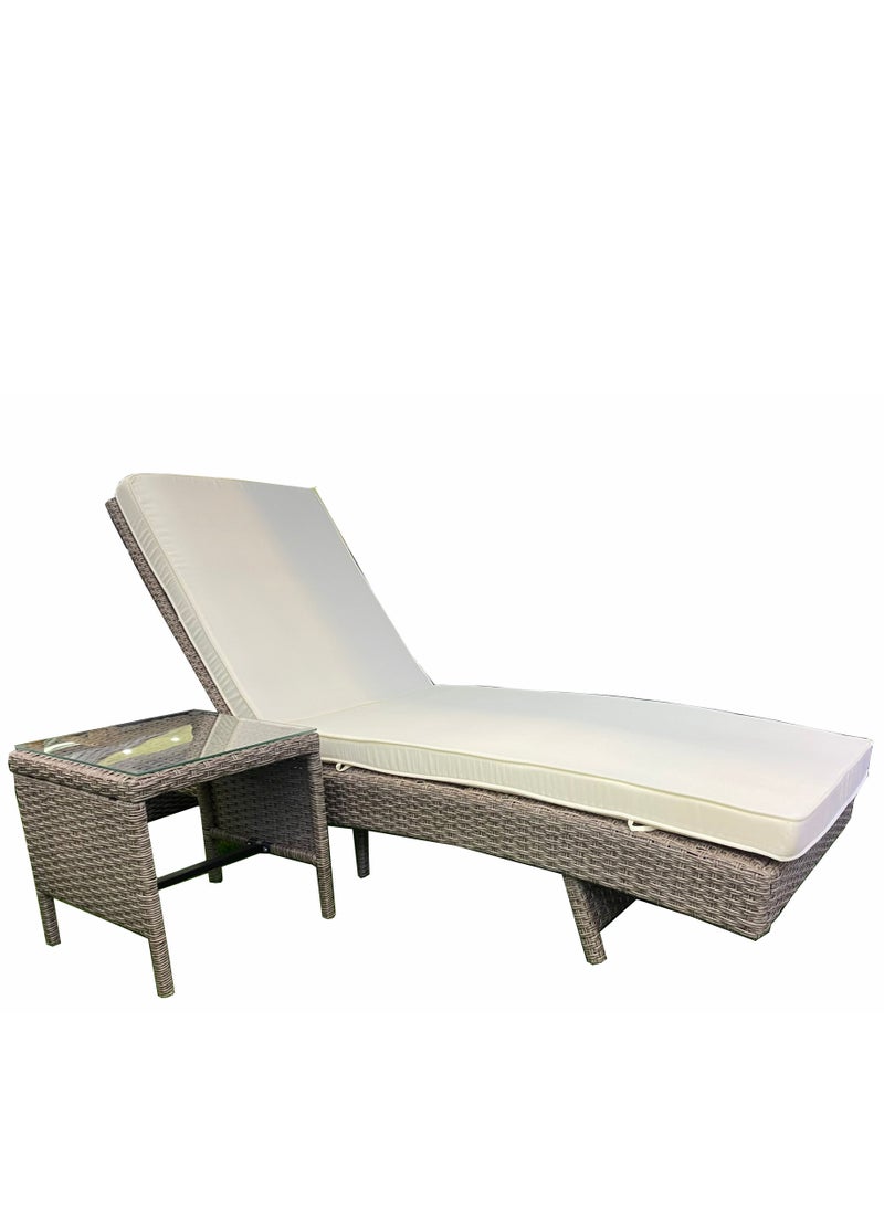 Oasis Casual Rattan Sun Lounger with Cushion and Side Table  - Image 1
