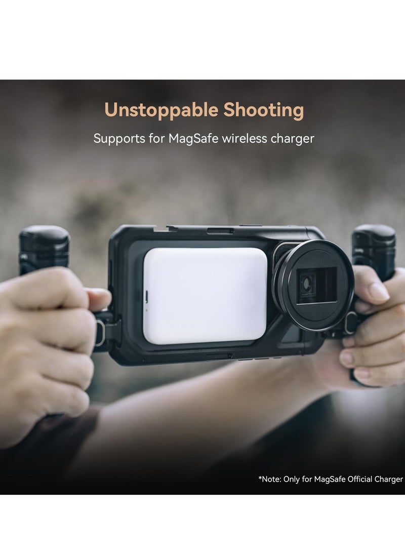 SYOSI Dual Handheld Phone Cage Kit for iPhone 15 Pro Max Mobile Video Rig Cage Kit Stable and Secure with Wireless Quick Release Dual Handles for Video Recording YouTube Live Streaming Vlog  - Image 3