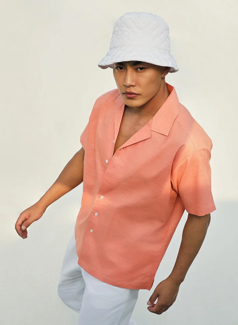 Campus Sutra Men's Tangarine Orange Heathered Shirt