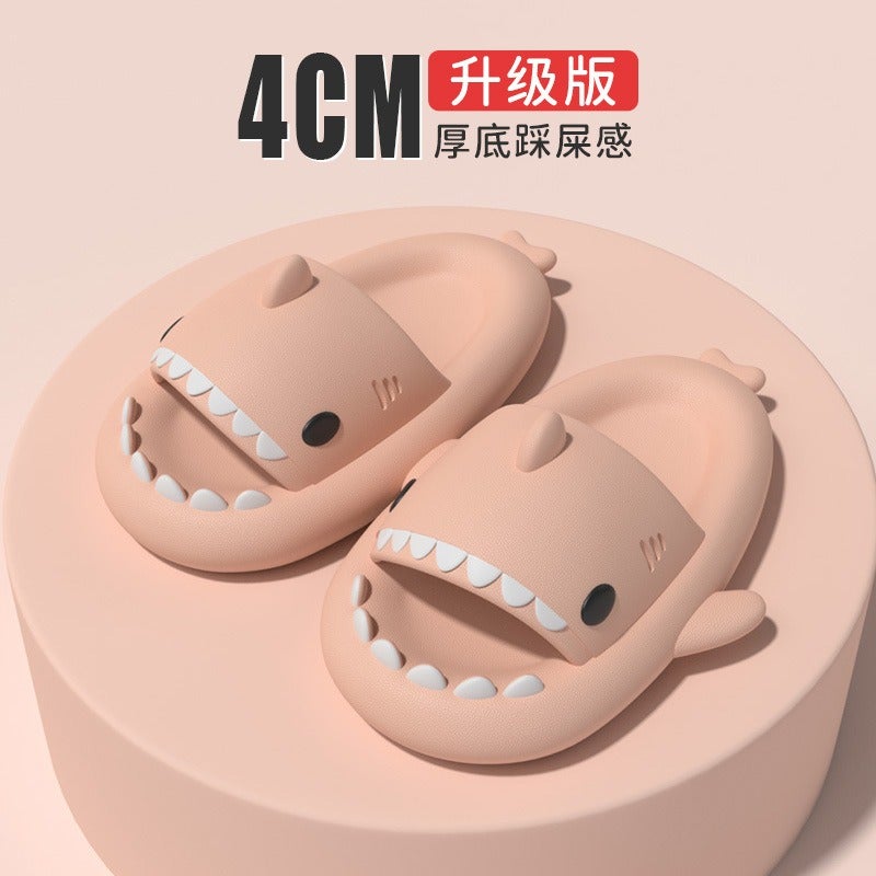 Chunky Sole Shark Couple Slippers Women's Squishy Sandals Men's Funny Indoor Outdoor Cute Cartoon Trendy Flip-Flops