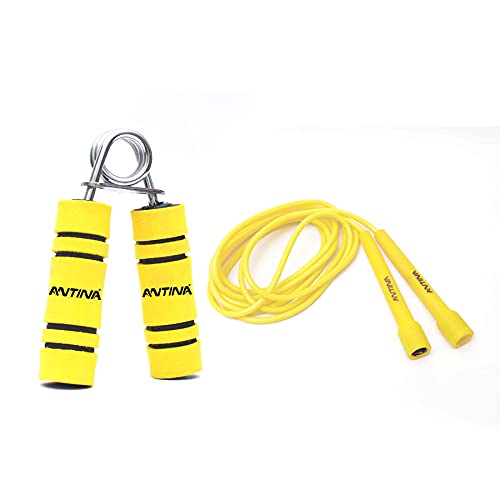 ANTINA HAND GRIP AND SKIPPING ROPE HOME GYM COMBO (YELLOW-1) - Image 1