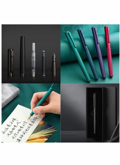 Y&D Fountain Pen Blue Forest Metal Beautiful Tree Texture Extra Fine Nib Writing Office Classic Design with Converter and Box Set Gift for your Family or anyone else  - Image 4