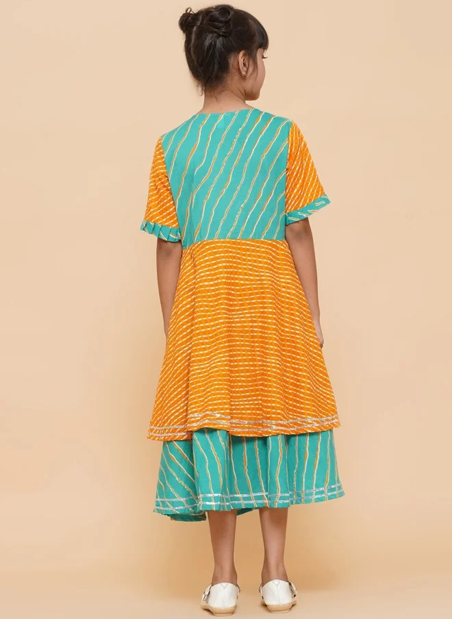 أيه كيه إس فستان ميدي - باللون الخردلي للبنات