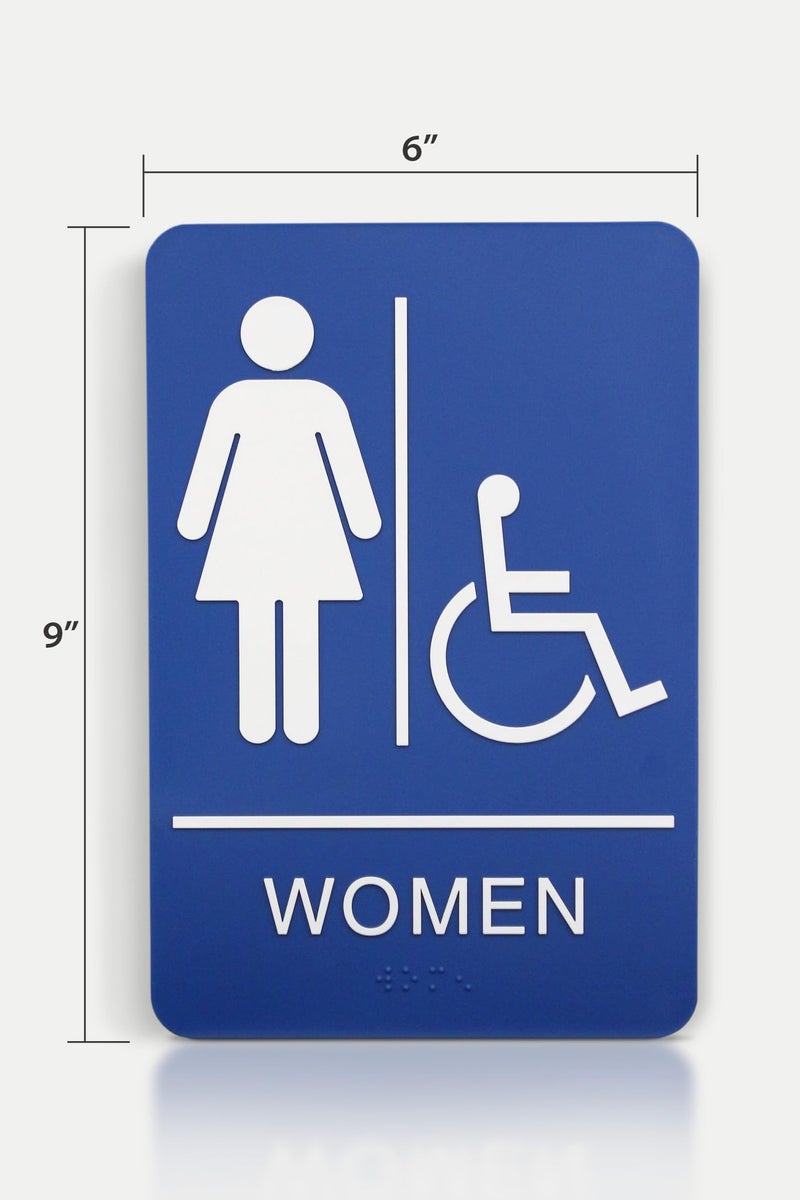 Headline Sign 8359 Wheelchair Accessible Women's Restroom ADA Sign with Grade 2 Braille and Tactile Graphics, 6" x 9", Blue/White, Made in USA - Image 5