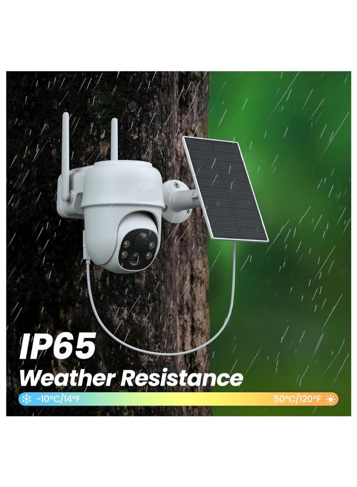 مجموعة 4 كاميرات أمن لاسلكية خارجية بدقة 2K، تعمل بالطاقة الشمسية والبطارية، عرض 360°، كشف حركة بشرية، رؤية ليلية ملونة، واي فاي 2.4 جيجاهرتز، تخزين سحابي وSD - Image 2