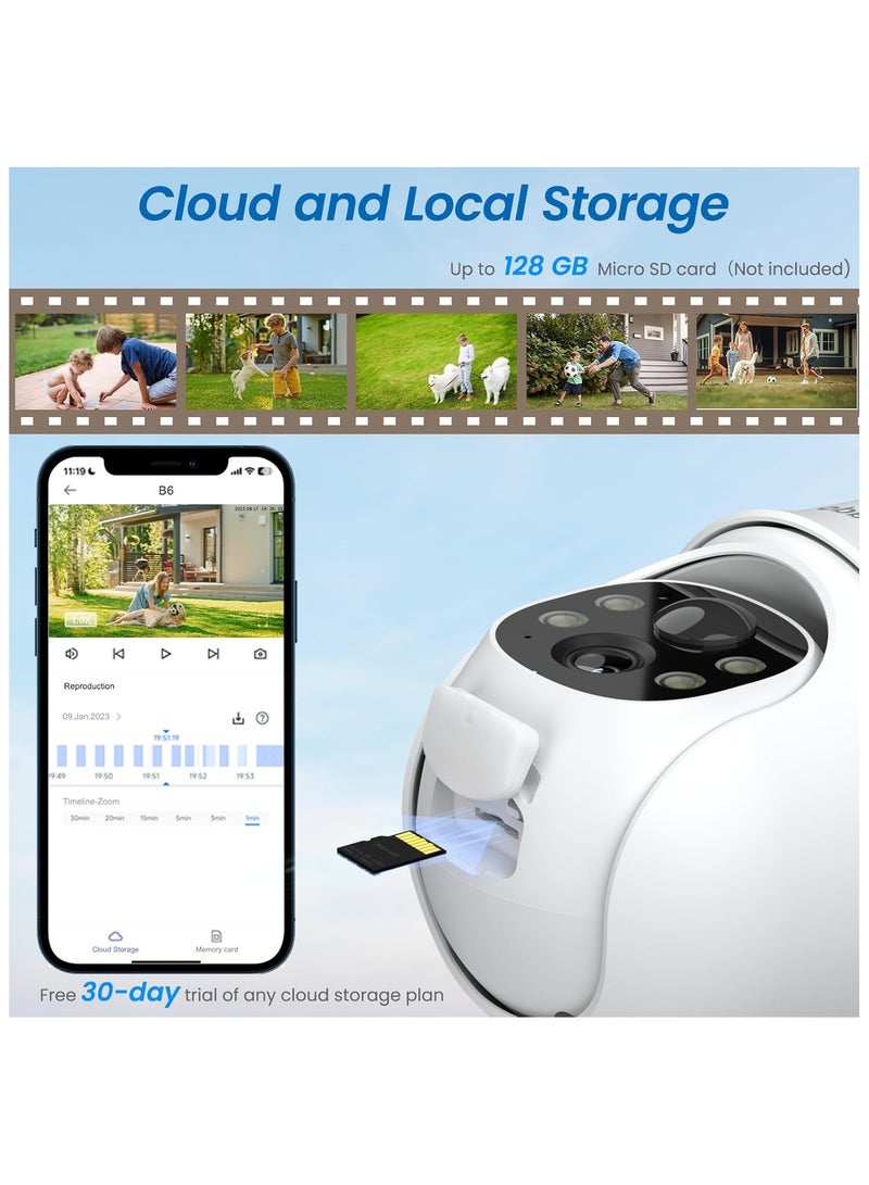 مجموعة 4 كاميرات أمن لاسلكية خارجية بدقة 2K، تعمل بالطاقة الشمسية والبطارية، عرض 360°، كشف حركة بشرية، رؤية ليلية ملونة، واي فاي 2.4 جيجاهرتز، تخزين سحابي وSD - Image 3